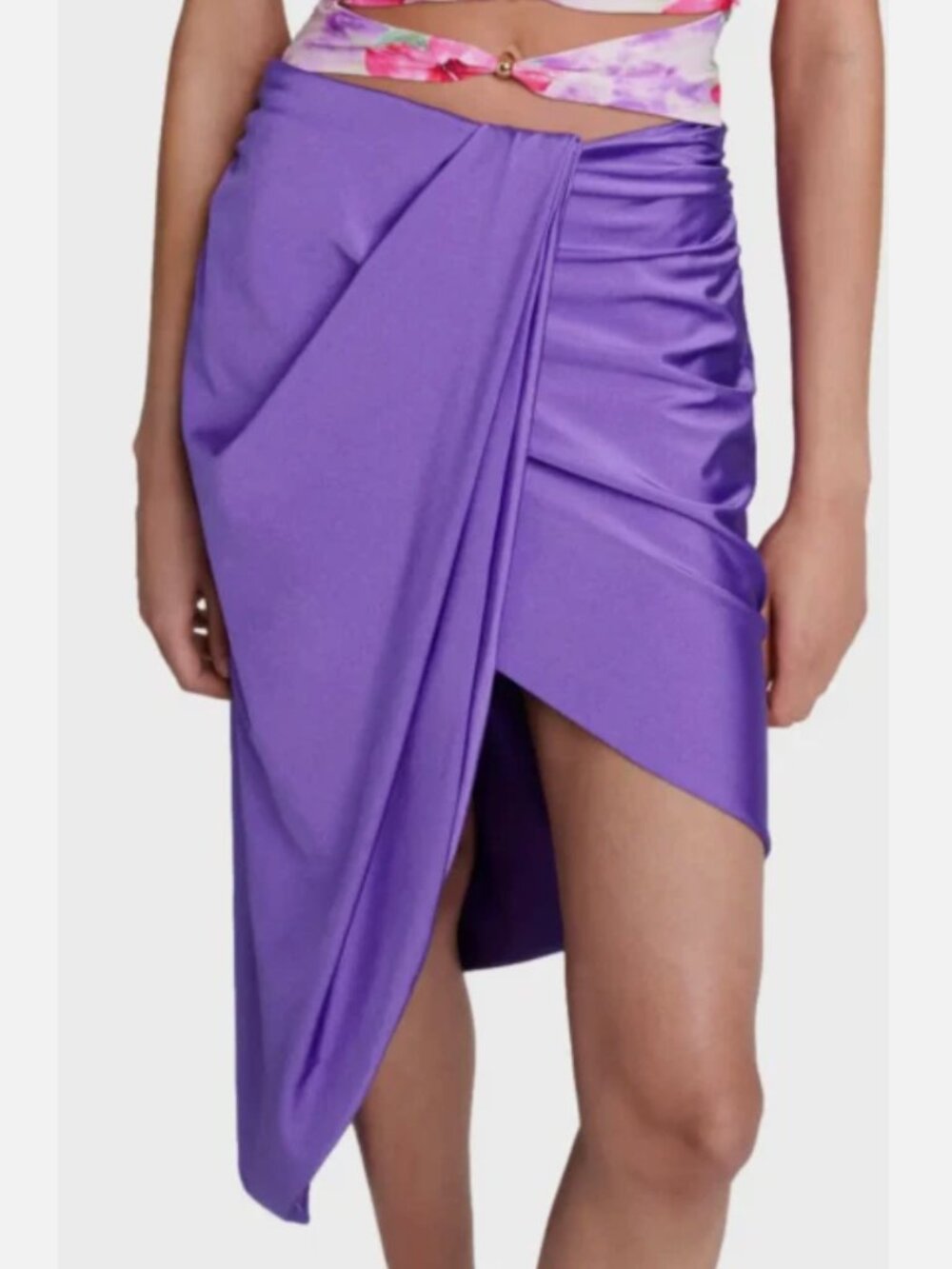 Maje Japre Asymmetrical Drape Front Wrap Purple Skirt Womens Size 34 / US 0